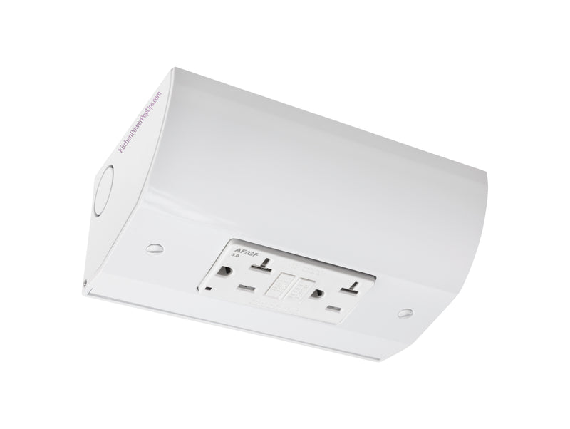 Under Cabinet Angled Power Strip with GFCI & AFCI, Hardwired, White