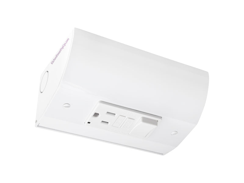 Under Cabinet Angled Power Strip with GFCI & Switch, Hardwired, White
