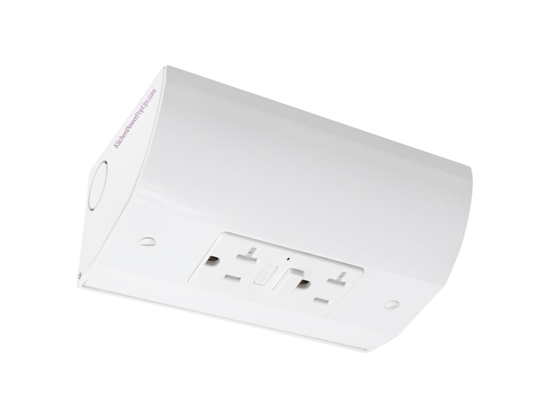 Under Cabinet Angled Power Strip with GFCI Outlet, 20A Hardwired, White