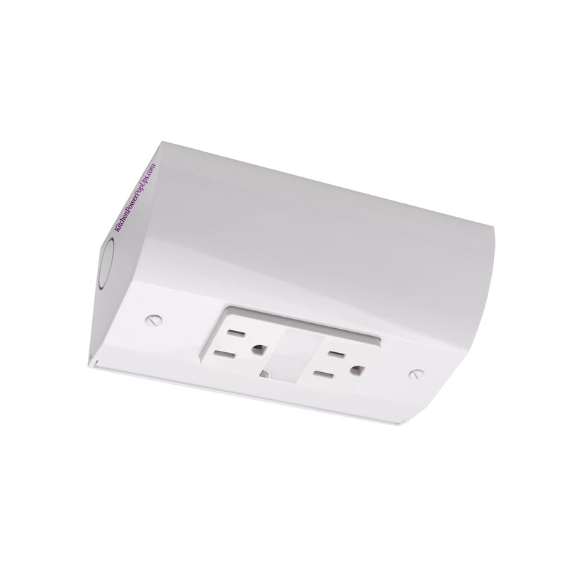 Under Cabinet Angled Outlet Strip with 2 Power & Nightlight, Hardwired, White