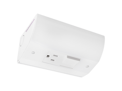 Under Cabinet Angled Power Strip with Plug & Switch, Hardwired, White