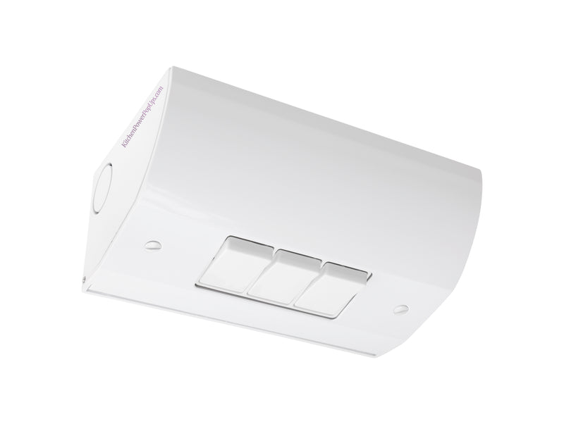 Under Cabinet Angled Triple Light Switch Box, Hardwired, White