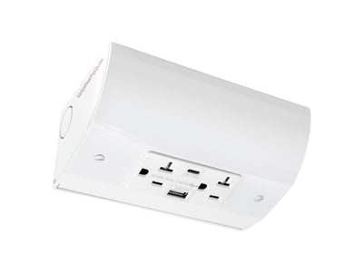 Under Cabinet Angled Outlet Strip 2 Power, USB-A/C, Hardwired, White