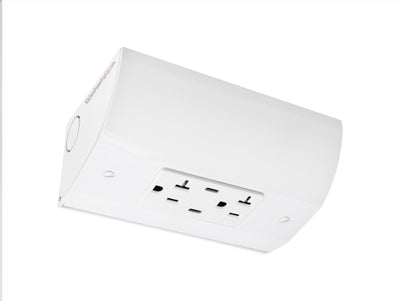Under Cabinet Angled Outlet Strip 2 Power USB-A/C 30W, Hardwired White