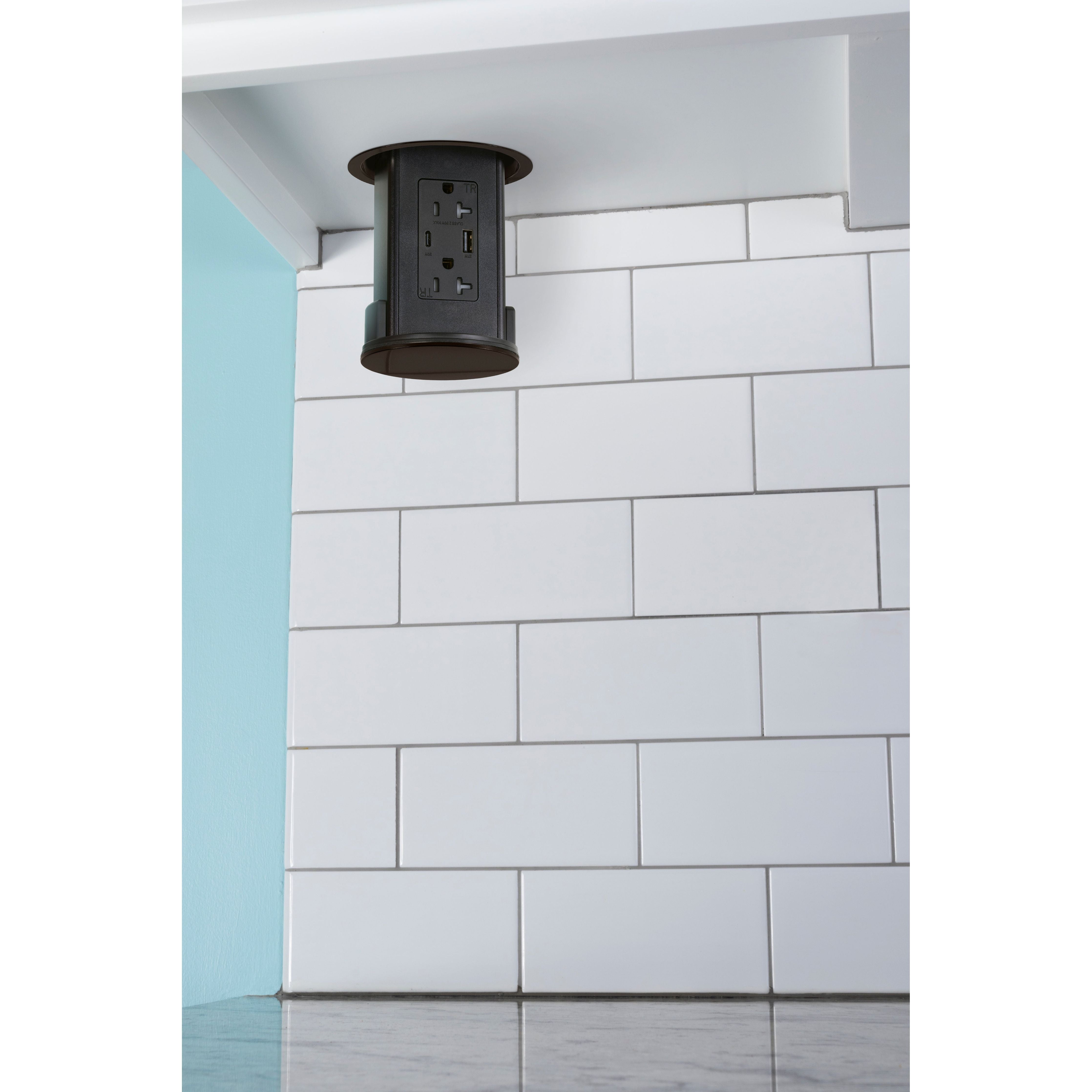 Lew UCPDR20ACD-DB Under Cabinet Hidden Pop Down Outlet, USB A/C