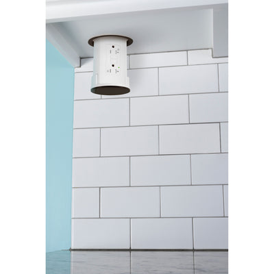 Lew UCPDR20GD-AWT-DB Under Cabinet Pop Down Power, GFCI, White Body, Bronze Top