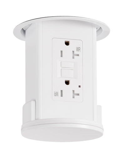 Lew UCPDR20GD-AWT-WT Under Cabinet Hidden Pop Down GFI Outlet All-White