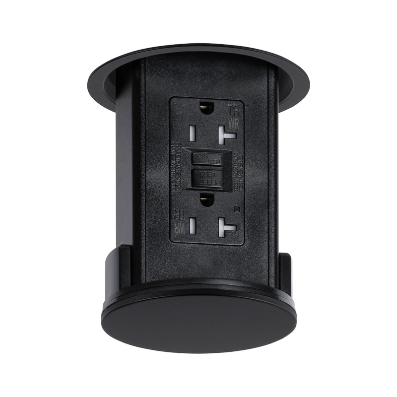 Lew UCPDR20GD-BK Disappearing Under Cabinet Pop Down, GFI Outlet, Matte Black