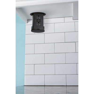 Lew UCPDR20GD-BK Under Cabinet Hidden Pop Down GFI Outlet, Matte Black