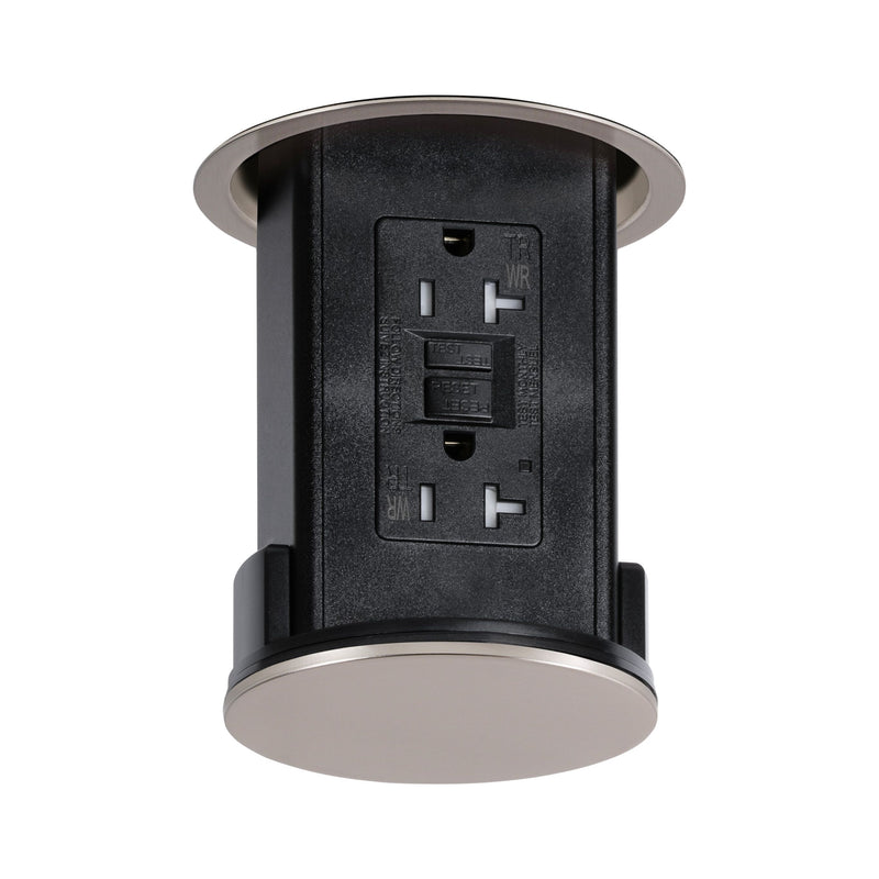 Lew UCPDR20GD-NS Disappearing Under Cabinet Pop Down, GFI Outlet, Nickel