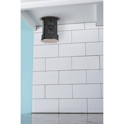 Lew UCPDR20GD-NS Under Cabinet Hidden Pop Down GFI Outlet, Nickel