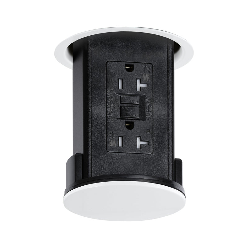 Lew UCPDR20GD-WT Disappearing Under Cabinet Pop Down, GFI Outlet, White