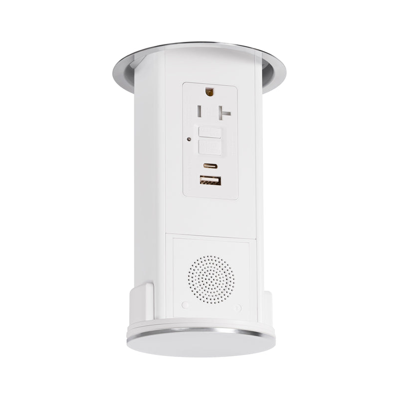 Under Cabinet Hidden Pop Down Outlet, GFI, Speaker, USB A/C, Stainless