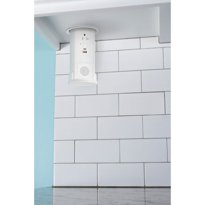 Lew UCPDR20GFIACBTD-AWT-WT Under Cabinet Pop Down, GFI/USB, Speaker, All-White