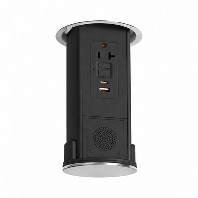 Lew UCPDR20GFIACBTD-SS Under Cabinet Pop Down, GFI/USB, Speaker, Stainless
