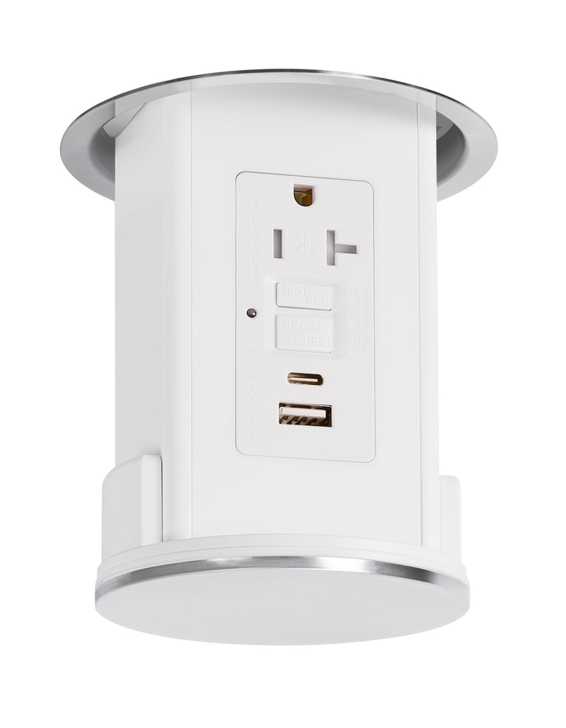 Lew UCPDR20GFIACD-AWT-SS Under Cabinet Pop Down, GFI, USB A-C, Stainless