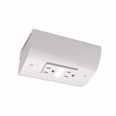 Under Cabinet Angled Outlet Strip with 2 Power & Nightlight, Hardwired, White