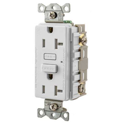 Hubbell GFTW20W GFI Outlet, 20A, WR, TR, Load Out, White