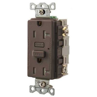Hubbell GFTW20 GFI Outlet, 20A, Weather & Tamper Resistant, Brown