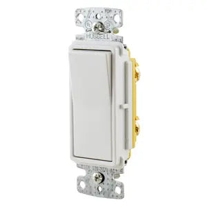 Hubbell RSD115W Decora Rocker Single Pole Light Switch, 15 Amp, White