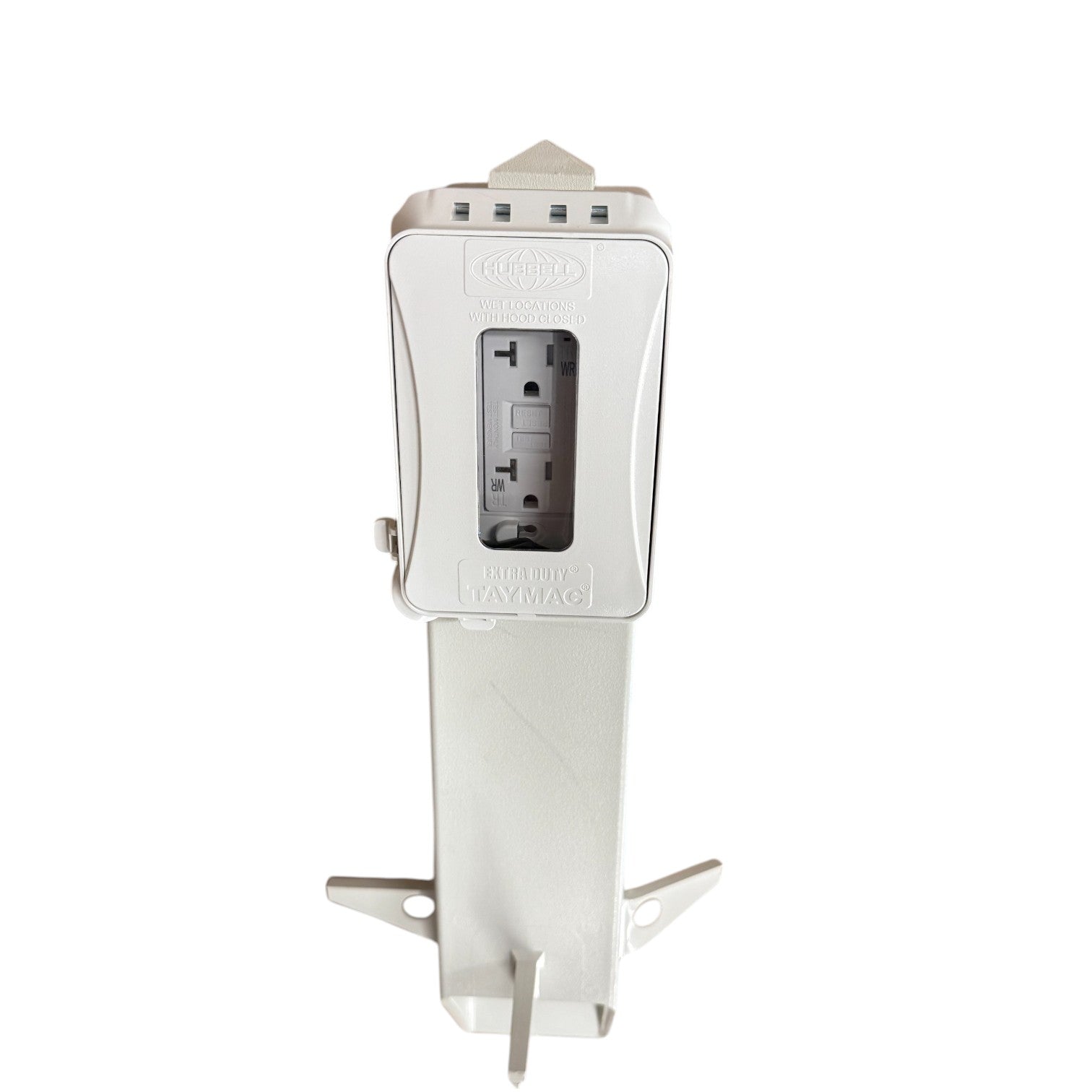 LONO'S GARDEN outlet② Outdoor Garden Post with GFI Outlet and Accordion Cover, White, 19