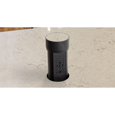 Kitchen Countertop Hidden Power Outlet w/ USB, Motorized Pop Up, Custom Top, Black