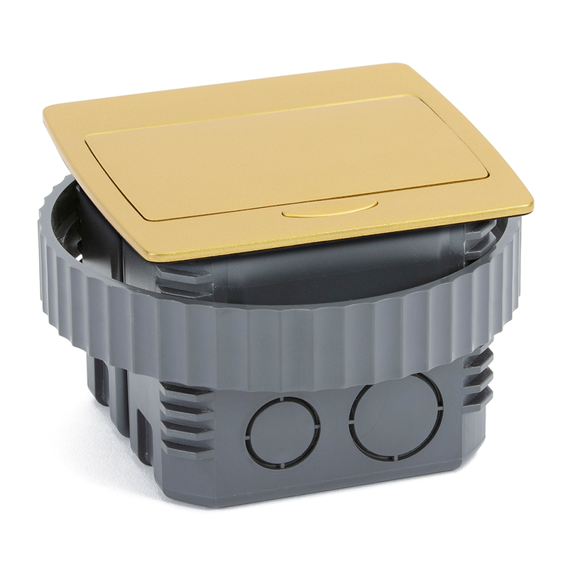 Kitchen Counter Pop Up Outlet, GFI & USB A/C, Plastic Back Box, 20A, Brass