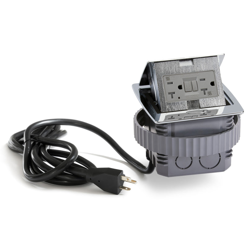Kitchen Counter Pop Up GFCI Outlet, Corded, Plastic Back Box, Chrome ...