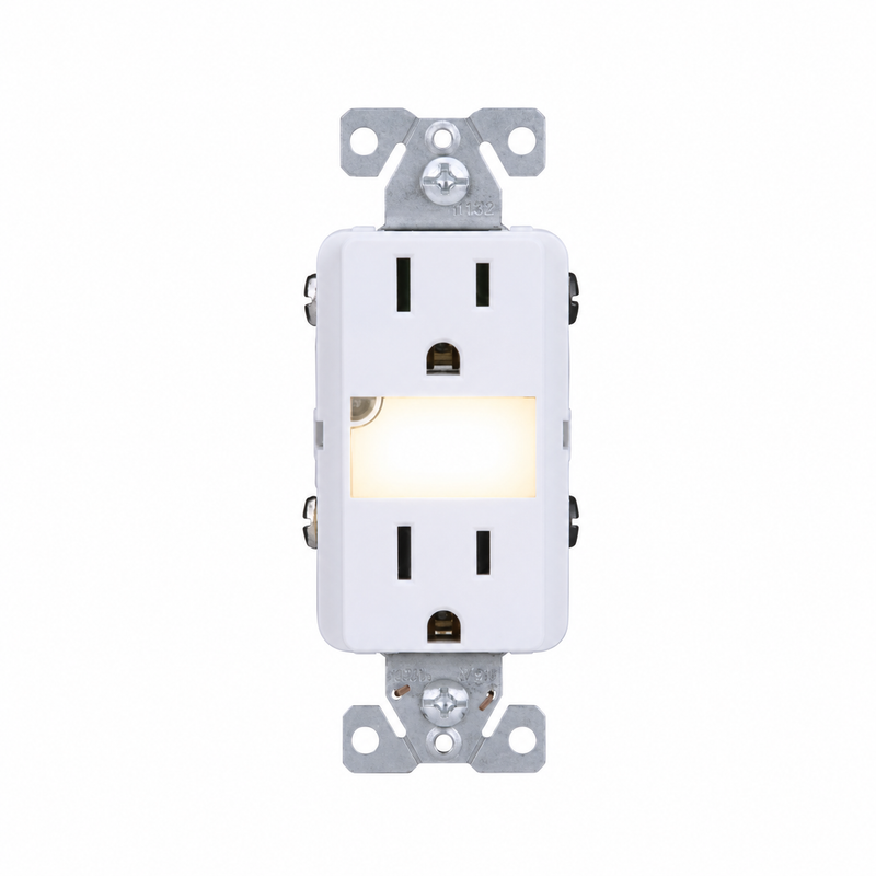 Eaton TR7734W-BOX Duplex Outlet w/ Adjustable Brightness Nightlight, White