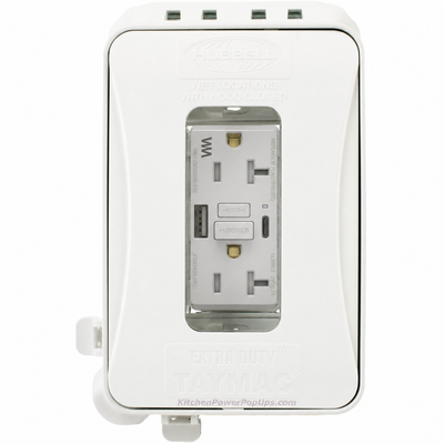 ML500W White Outdoor Weatherproof Wall Box with GFCI & USB-A/C Outlet
