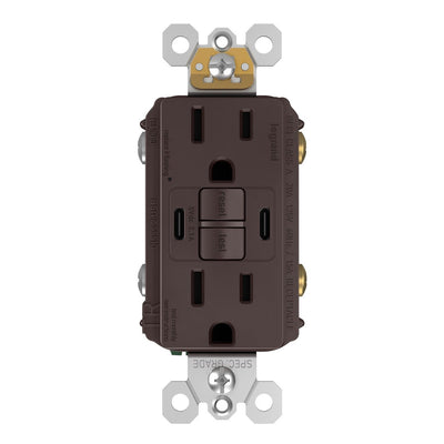 1597TRUSBCCDB GFCI and USB Combo Outlet, Dark Bronze, Front