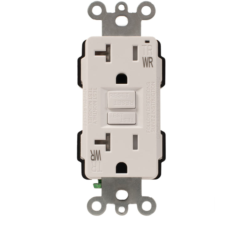 20Amp GFI Outlet, Load Out, Weather Resistant, Tamper Resistant, White