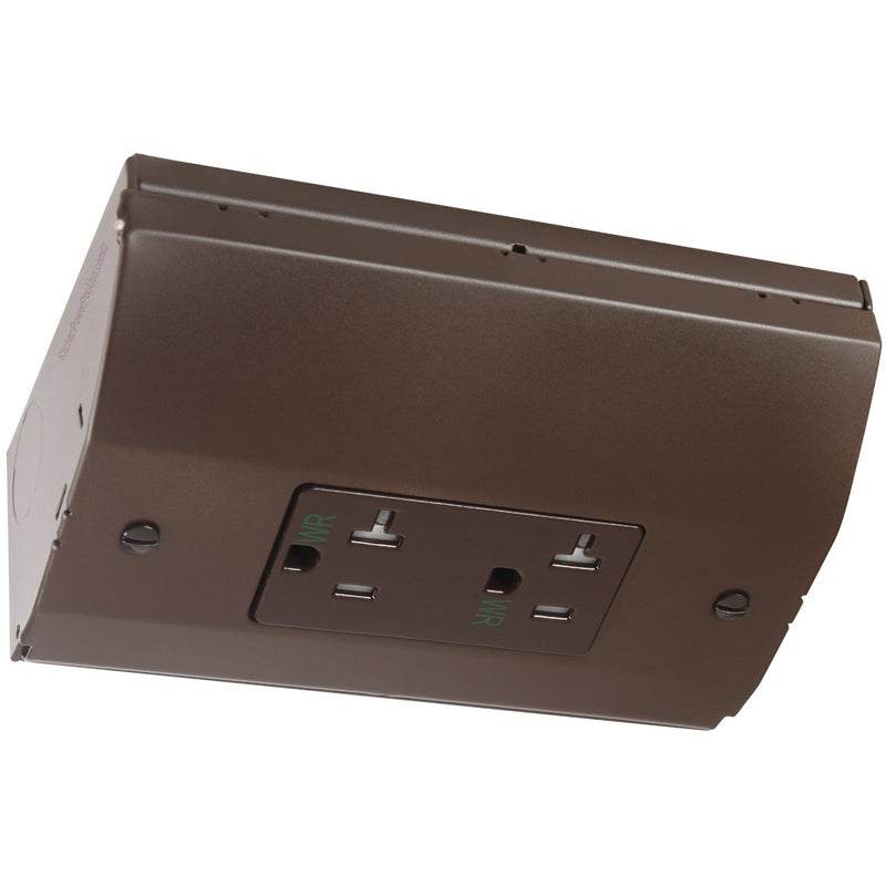 Under Cabinet Angled Power Strip Low Profile 20A 2 Power Outlet, Brown