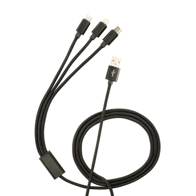 USB-A Charging Cable with Lightning, USB-C, and Micro USB Adapters