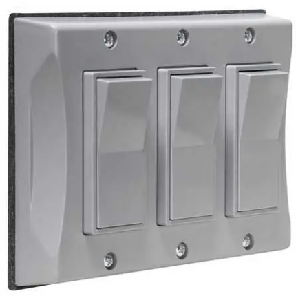 Weatherproof Outdoor Light Switch Cover 3 Gang Waterproof Gray