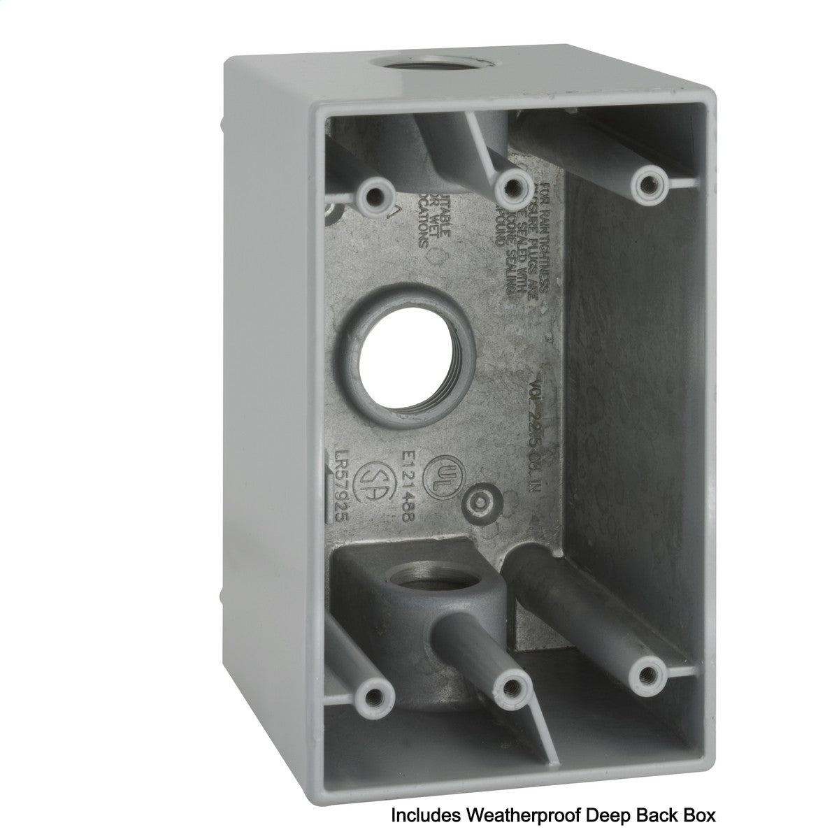 Outdoor Weatherproof Deck Outlet Box, 20A Power, Decora, White ...