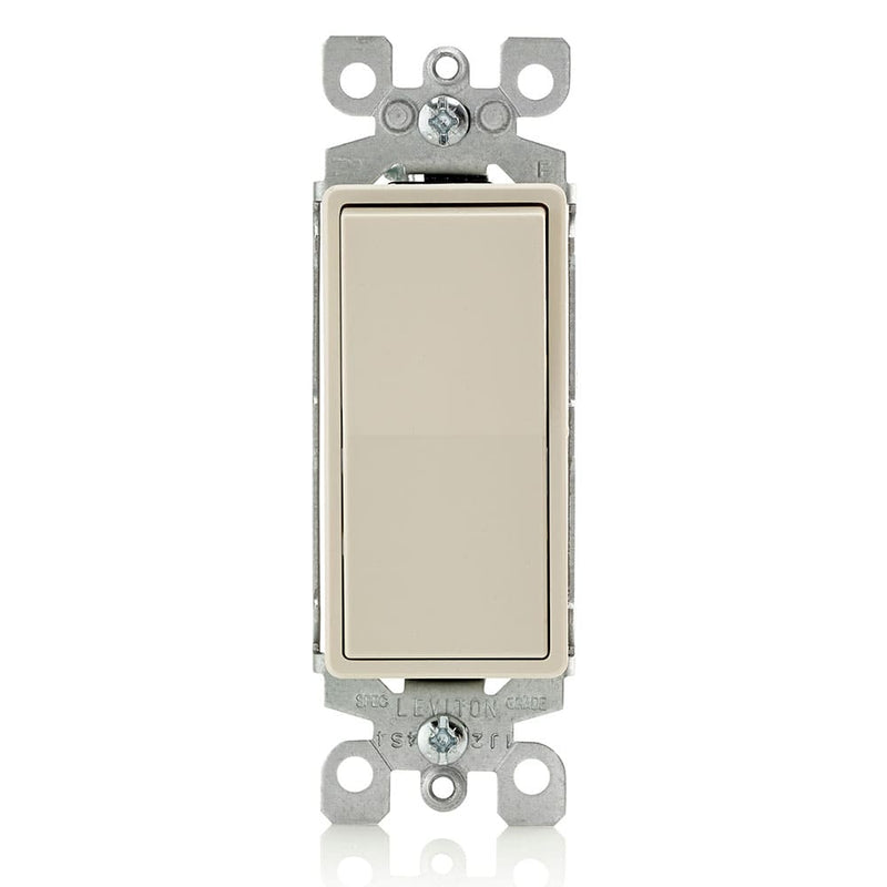 Leviton 5603-2W 15 Amp Decora Rocker 3-Way Quite Light Switch, Light Almond