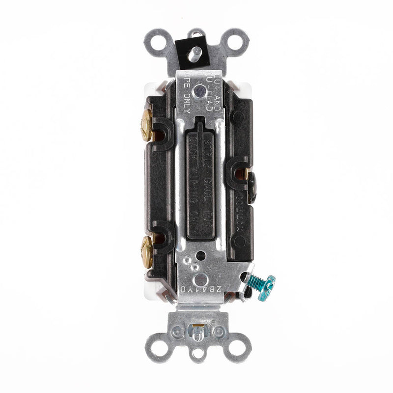 Leviton 5693-2GY 15 Amp Decora Rocker 3-Way Quiet Light Switch, Gray, Commercial Spec Grade, Rear