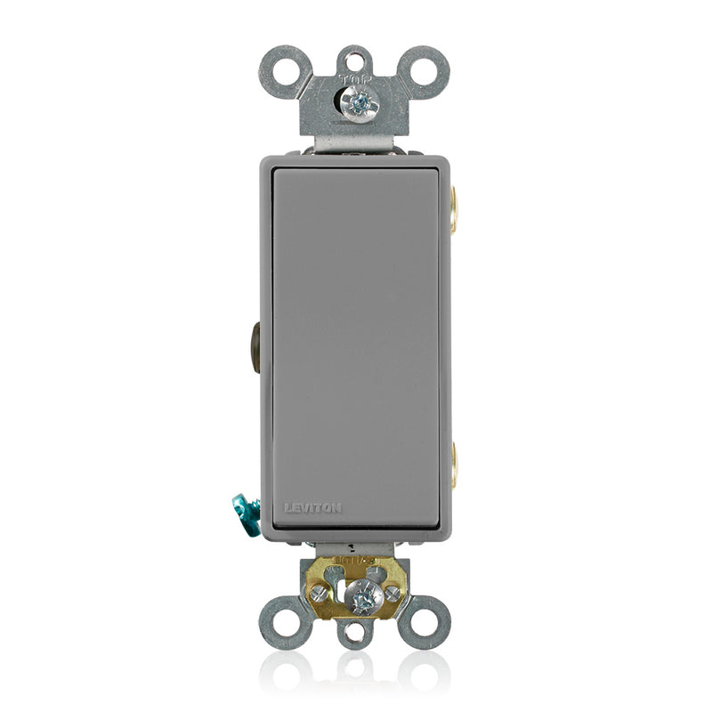 Leviton 5693-2GY 15 Amp Decora Rocker 3-Way Quiet Light Switch, Gray, Commercial Spec Grade