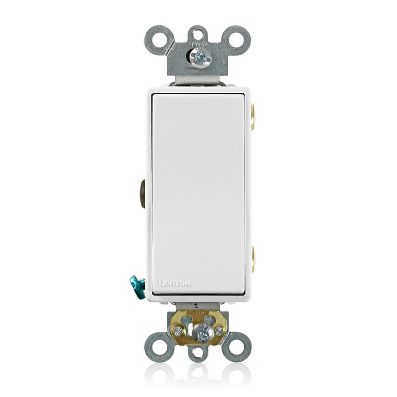 Leviton 5693-2W 15 Amp Decora Rocker 3-Way Quiet Light Switch, White, Spec Grade