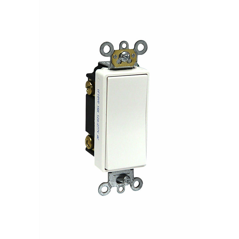 Leviton 5693-2W 15 Amp Decora Rocker 3-Way Quiet Light Switch, White, Spec Grade