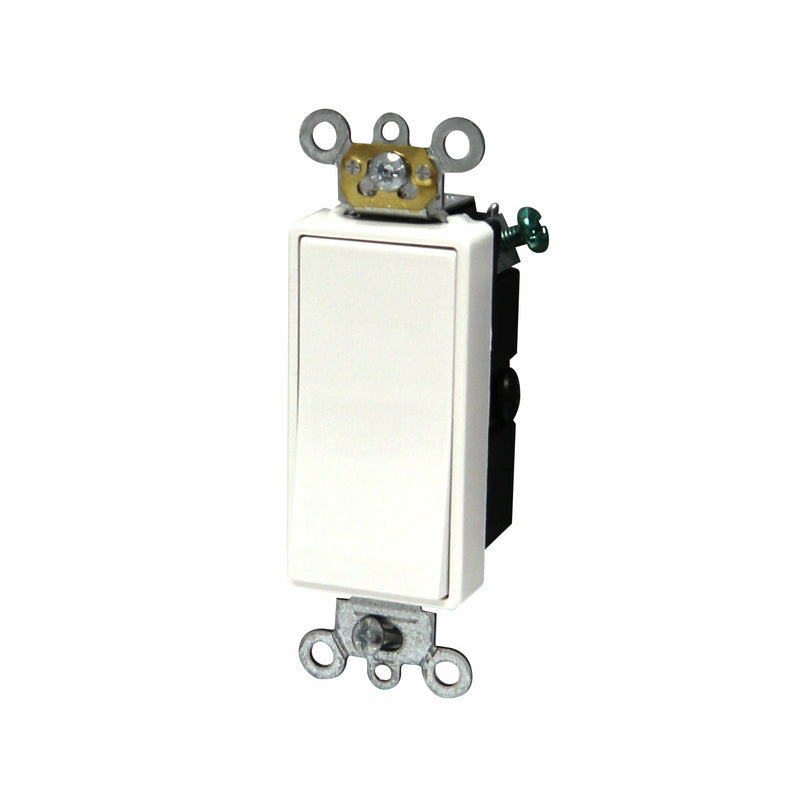 Leviton 5693-2W 15 Amp Decora Rocker 3-Way Quiet Light Switch, White, Spec Grade