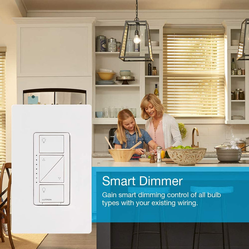 Lutron Caseta Wireless Dimmer Wall Light Smart Home Switch, White