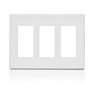 Leviton 80311-SW 3-Gang Screwless Wallplate, white