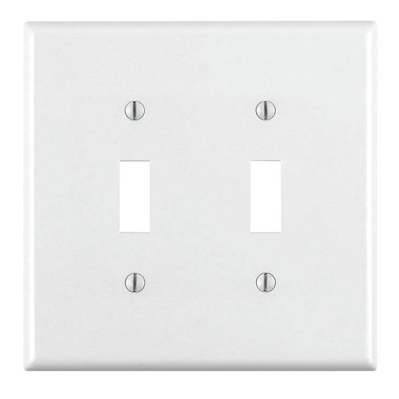 Leviton 80709-W 2-Gang Toggle Wallplate, white