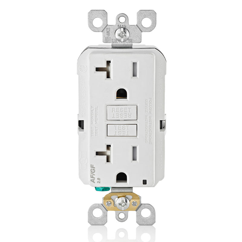 Leviton AGTR2-W GFCI and AFCI Combo Dual Function Outlet, TR, White