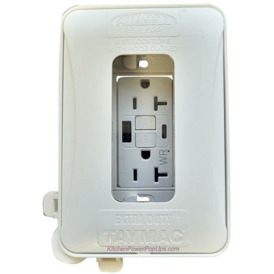  White Outdoor Weatherproof Wall Box w/ GFCI & USB Charging WR Outlet