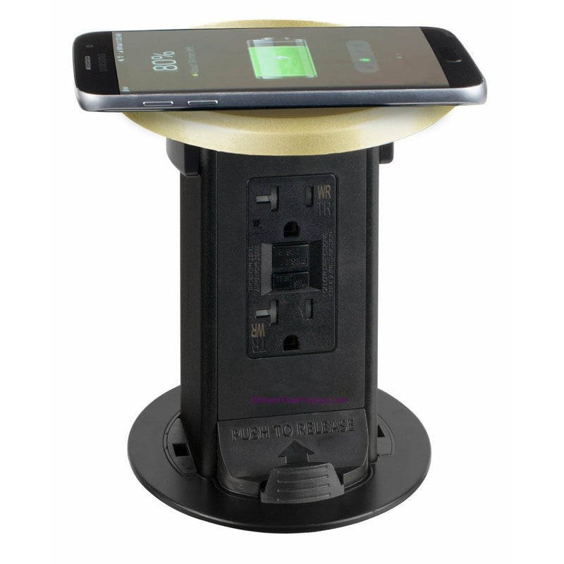Lew Electric PUR20-RBR-GFI-QI  Showing Phone Charging Wirelessly