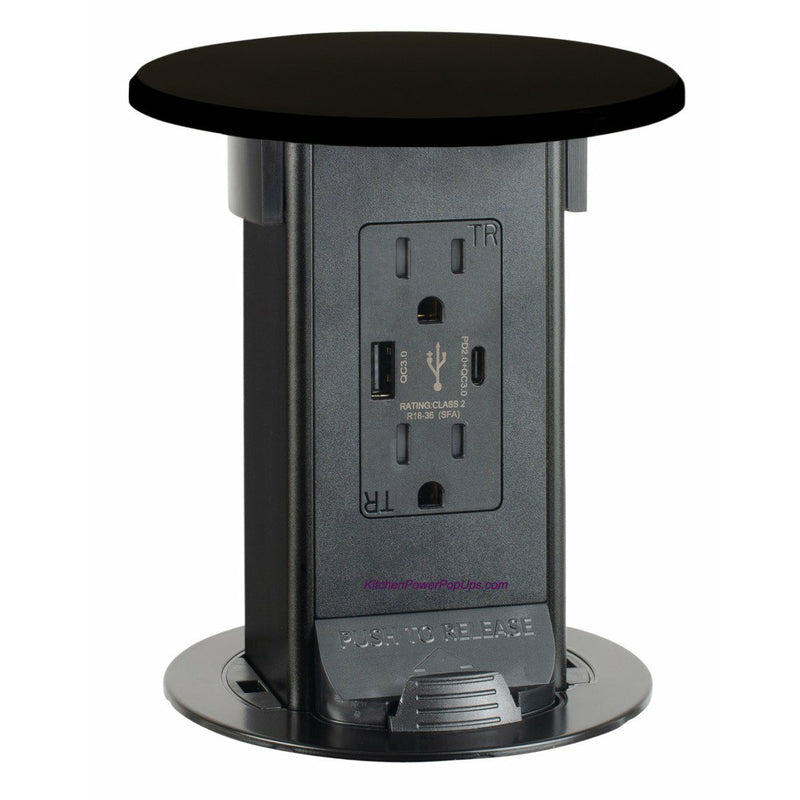 Countertop Pop Up Outlet, 15A USB-A/C, Wireless Charging, Dark Bronze