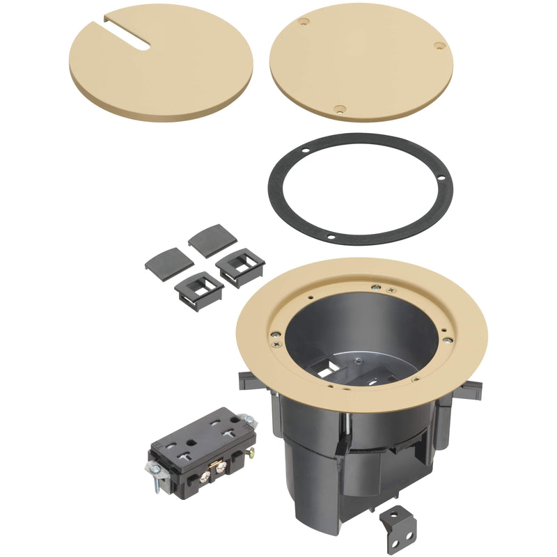 Arlington FLBR5420LA Recessed Floor Box Kit, Light Almond